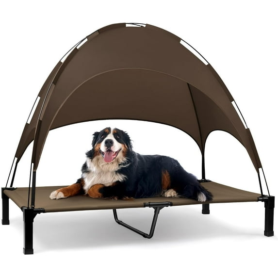 Elevated Bed with Canopy, Portable with Removable Shade Tent, Outdoor Raised Pet Cooling Bed for Dogs