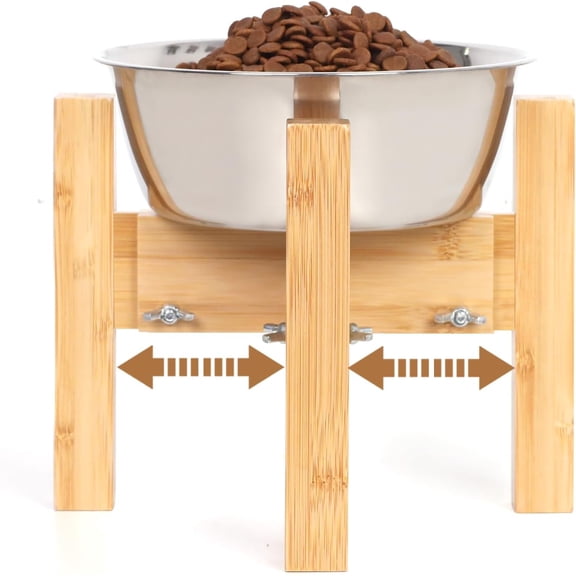 Elevated Bowl Stand,Adjustable Stand for 6"-8" Bowls,Single Bowl Holder 7" Tall for Cats and Small Dogs