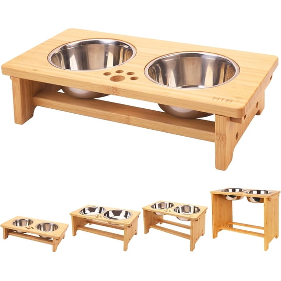 Elevated Bowls,Raised Bowl Stand with 2 Stainless Bowls, Elevated Raised Bowls for Large Medium Small Sized Dogs