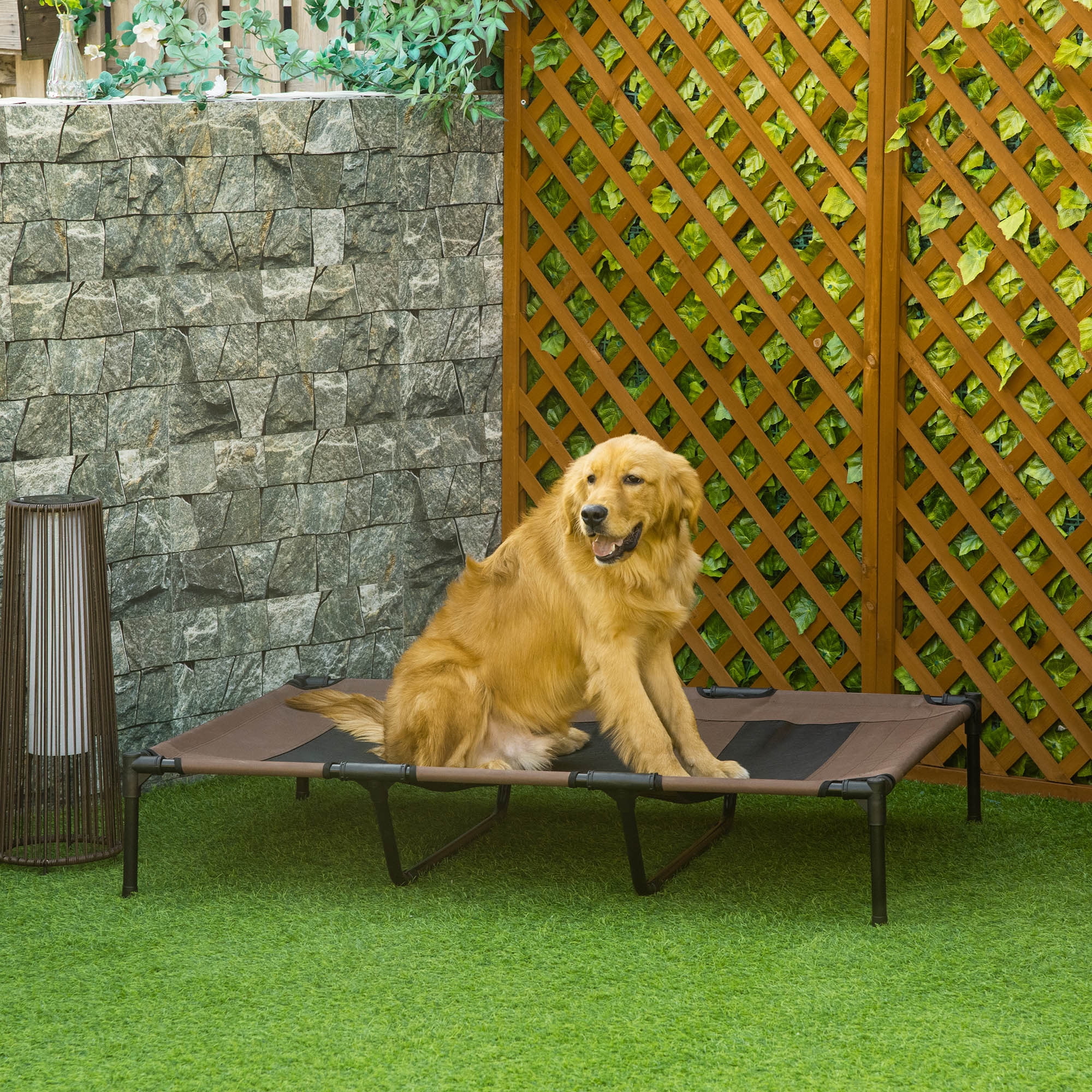 Elevated Breathable Dog Bed Portable Pet Cot w/ Carry Bag Metal Frame Breathable Mesh Indoor and Outdoor