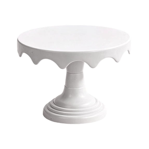 Elevated Cake Stand Abs Wavy Edge Tall Pedestal Dessert Display Rack Round Serving Platter For Party Kitchen Counter Decor(White-17X23 Cm)
