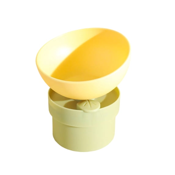 Elevated Cat Bowl, 15 Degree Tilted Neck Support Pet Food Dish, Non-Slip Skid Resistant Feeder for Cats Kittens, Anti-Tip Plastic Feeding Station for Indoor Outdoor Use (Yellow)