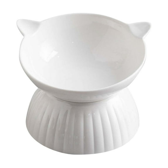 Elevated Cat Bowl Adjustable Black & White Detachable Raised Cat Food Bowl Tilt Standing Vomiting Elevated Pet Bowl Tip Ceramic Raised Cat Bowl Cats & Small Dogs