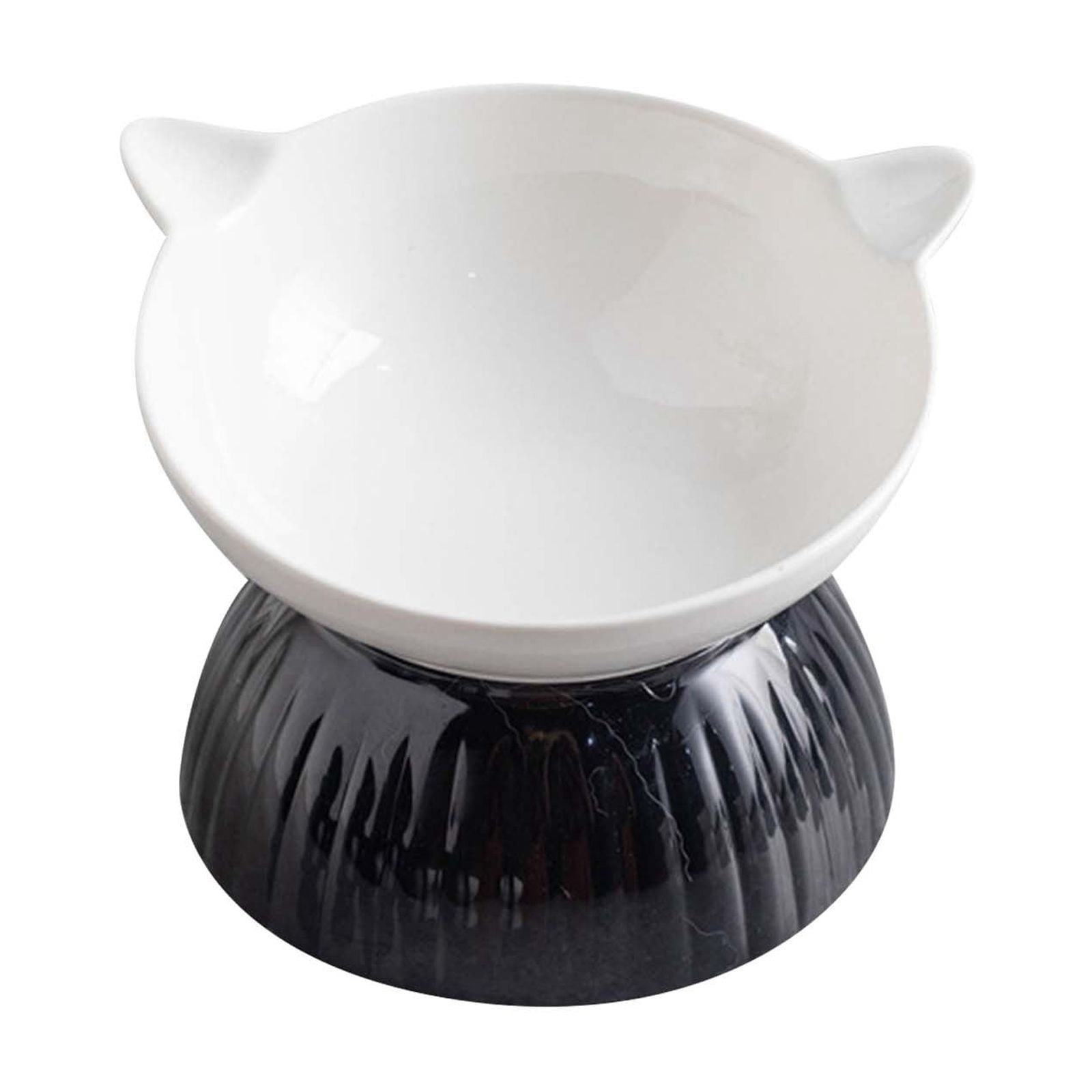 Elevated Cat Bowl Adjustable Black & White Detachable Raised Cat Food