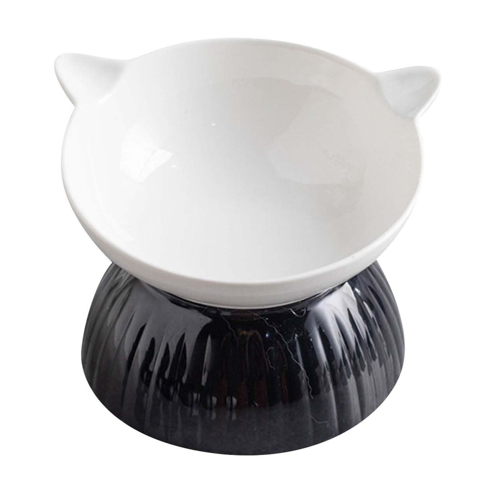 Elevated Cat Bowl Adjustable Black & White Detachable Raised Cat Food ...