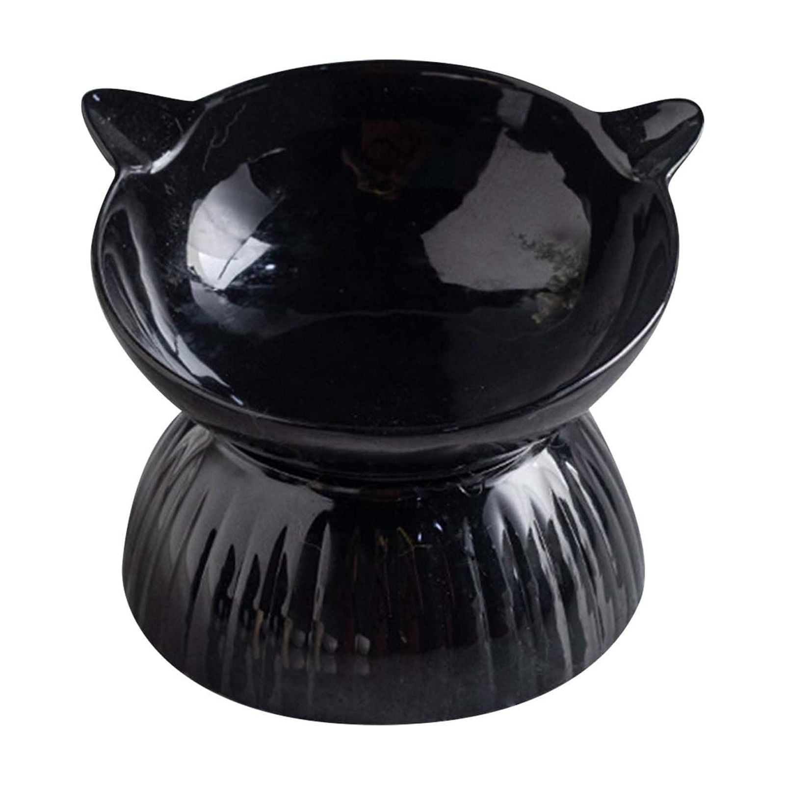 Elevated Cat Bowl Adjustable Black & White Detachable Raised Cat Food