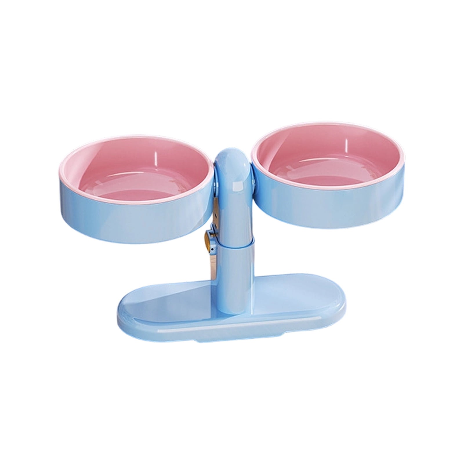 Elevated Cat Bowl - Adjustable Height, Rotatable Pet Feeder with Wide Opening, Anti-Spill Water Bowl for Cats, Neck Protection Design, Blue