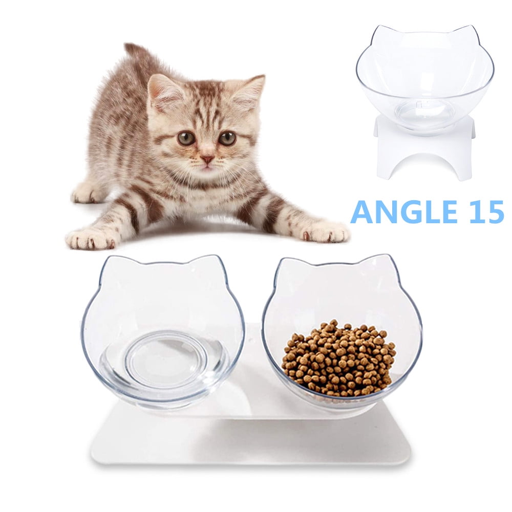 Elevated Cat Bowl Double Feeders,Pet Feeding Bowl, Raised Elevated