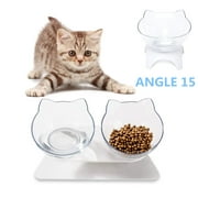 Elevated Cat Bowl Double Feeders,Pet Feeding Bowl, Raised Elevated Adjustable Height 25 Degree Tilt, Raised The Bottom for Cats and Small Dogs (Single/Double Bowls)