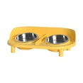 thumbnail image 1 of Elevated Cat Bowl, Raised Cat Food and Water Bowl Set for Indoor Cats, Splash Proof with 2 Stainless Steel Pet Food Bowls for Cats and Puppies, Whisker Fatigue and Dishwasher Safe - Yellow, 1 of 6