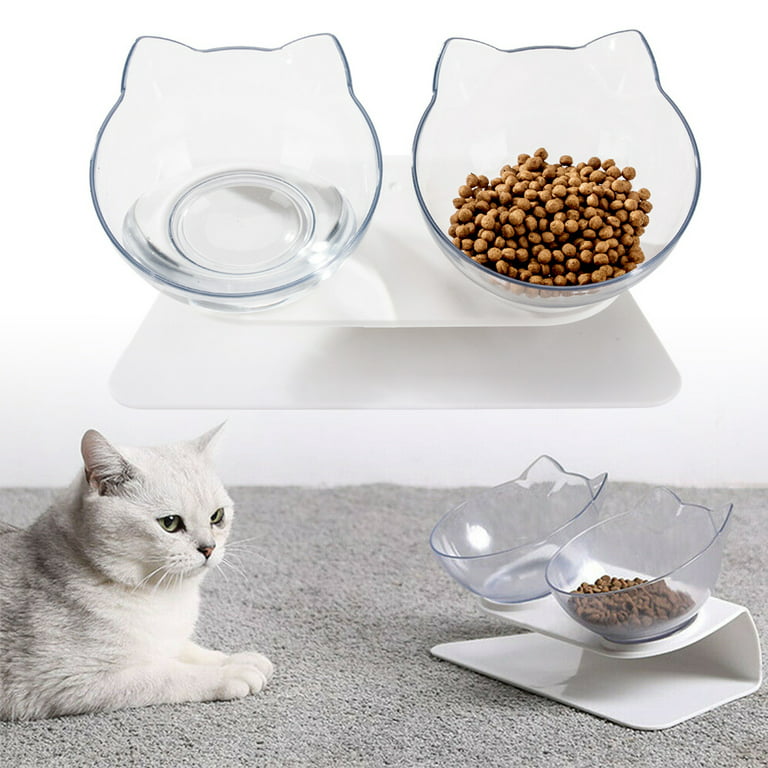 Double Cat Dog Bowls Elevated Cat Food Water Bowls With Raised Stand 15  Tilted Raised Pet Feeder Bowl For Cats And Small
