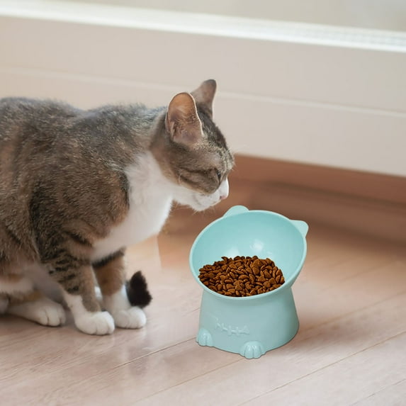 Elevated Cat Bowl Tilted Pet Food Dish Raised Feeder for Cats and Small Dogs Anti-Vomiting Design Ergonomic Mealtime Solution for Improved Digestion