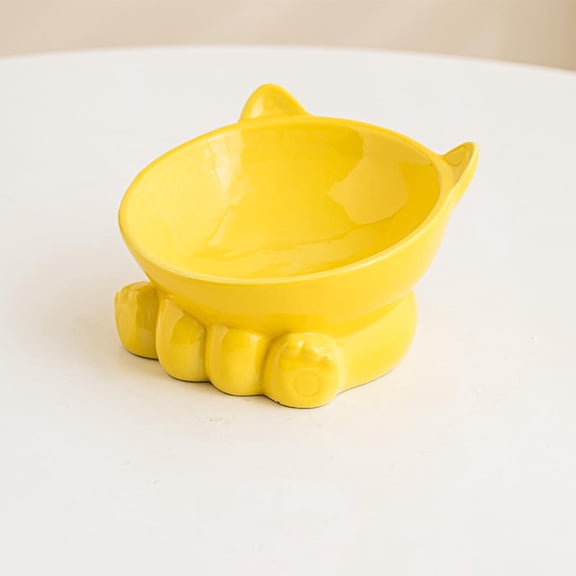 Elevated Cat Bowls, Anti-Choke Slanted Pet Food Dish with Non-Spill Base, Cervical Support for Healthy Posture and Clean Chin, Cute Design for Cats and Small Dogs