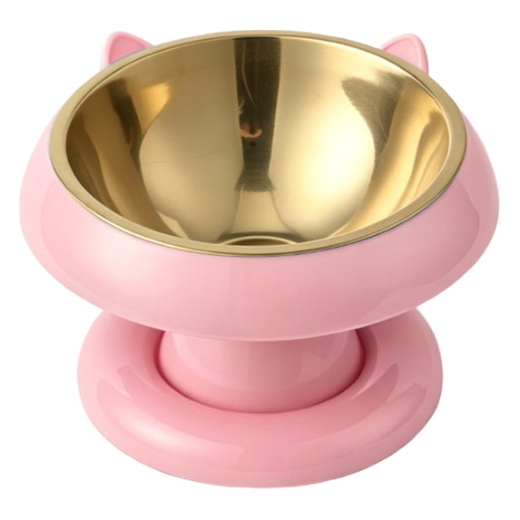 Elevated Cat Bowls, Anti-Tip Stainless Steel Feeding Plate, Neck Protection Wide Opening for Indoor Outdoor Daily Use
