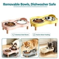 thumbnail image 1 of Elevated Cat Bowls, Raised Cat Food and Water Bowl Set, Splash Proof with 2 Stainless Steel Pet Food Bowls for Cats and Puppies, Whisker Fatigue and Dishwasher Safe _ Pink, 1 of 6