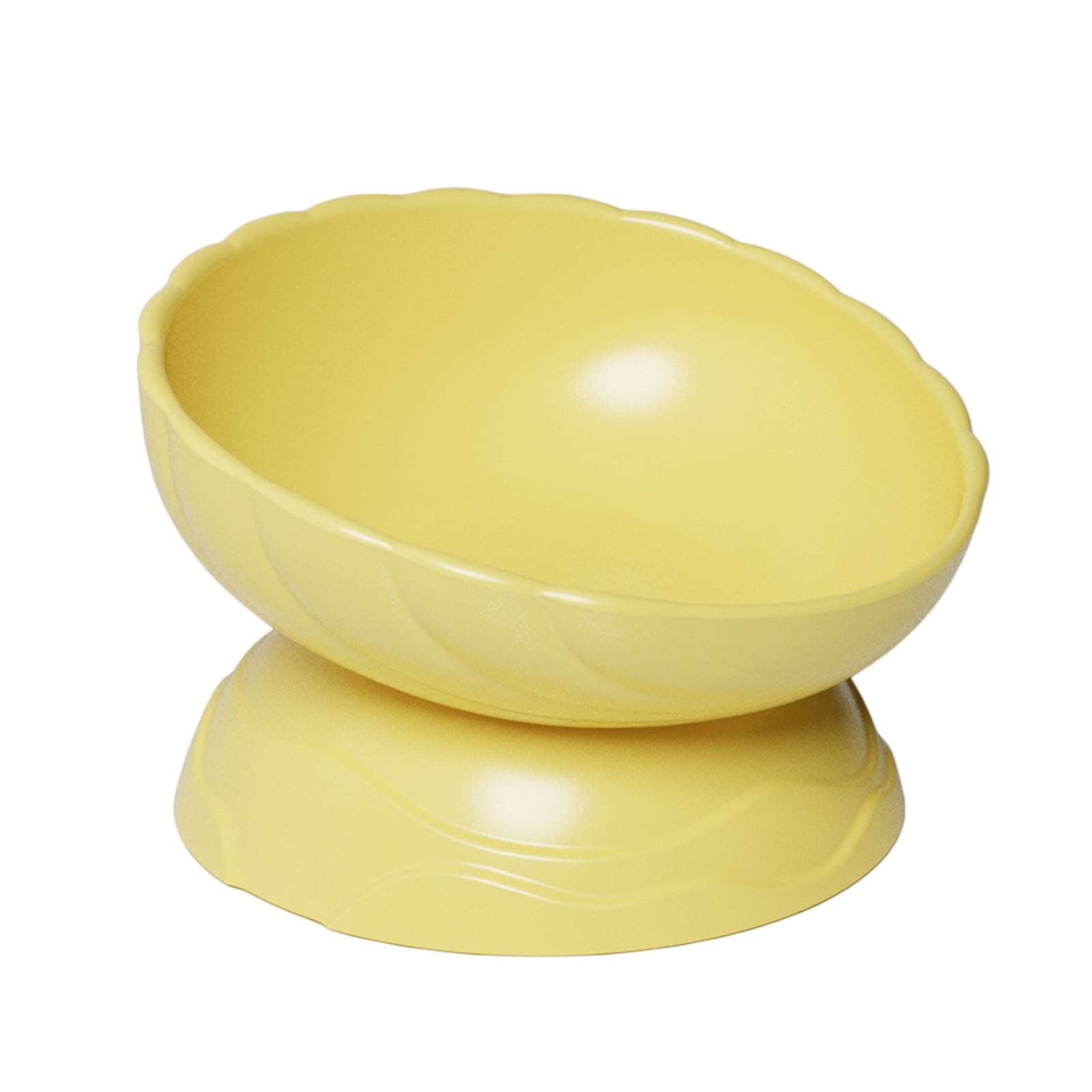 Elevated Cat Bowls Set – 6.1" Wide Ceramic Raised Cat Food & Water Bowls – 15° Tilted Whisker-Friendly Design – Dishwasher & Microwave Safe – Ideal for Indoor Cats & Small Dogs (Yellow, Durable Gift)