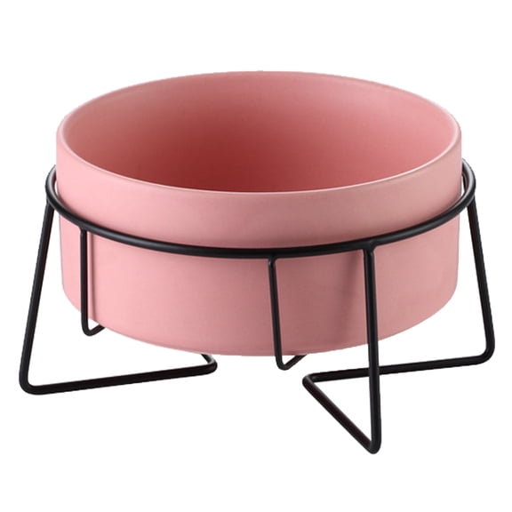 Elevated Cat Bowls for Indoor Cats - Food Bowl & Holder for Cats Dogs Raised Metal Wire Stand - pink