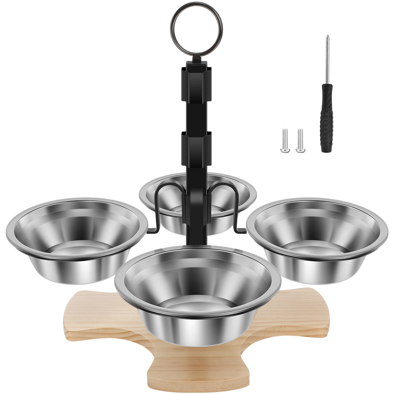 Elevated Cat Bowls with Stand 3 Height Adjustable Pet Feeding Station​ with 4 Stainless Steel Bowls Stable for Small Medium Pets