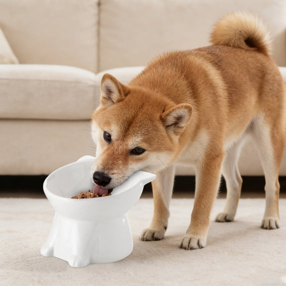 Elevated Cat Dog Bowl Ceramic Raised Feeder With Anti Slip Base Ergonomic Slanted Rim For Comfortable Eating Neck Joint Relief Pet Feeding Dish