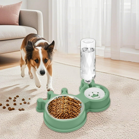Adjustable Cat Dog Food Water Bowl Set with Removable Dish and Convenient Dispenser Feeder for Medium
