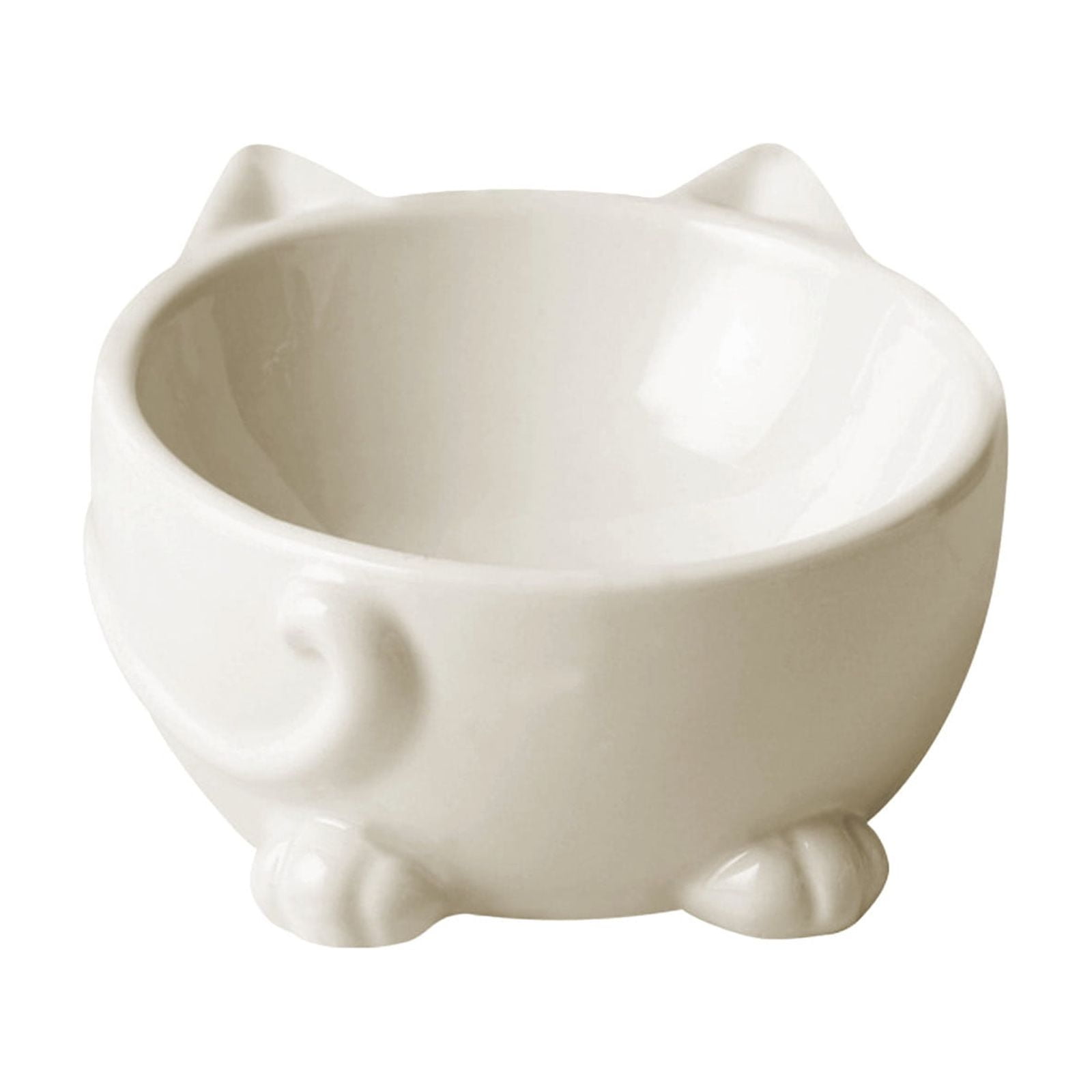 Elevated Cat Food Bowl Ceramic Raised Pet Feeding Bowl 14.7 cm x 14 cm x 9 cm Beige 500 g
