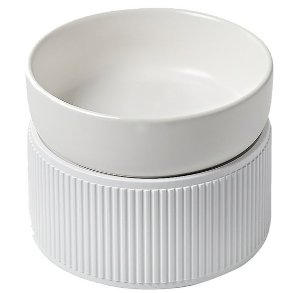 Elevated Cat Food Bowl Widen Raised Cat Food Dishes for Protecting Spine, Reliefing Whisker Fatiguewhite
