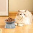 thumbnail image 1 of Elevated Cat Food Water Bowl, 250ml Large Capacity Gray Plastic Raised Cat Bowl with Neck Protection, Whisker-Friendly Anti-Tip Cute Feeding Dish for Cats (1pc), 1 of 6