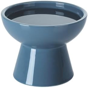 Elevated Cat Food and Water Bowls Set, Extra Wide and Raised Ceramic Feeder, Anti-Vomit Whisker-Free Pressure Feeding Bowl for Kittens Adult Small Dogs (Deep Blue)