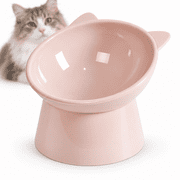 Elevated Cat Bowl, 10oz Raised Pet Food Dish, Wide Shallow Whisker-Friendly Design, Microwave & Dishwasher Safe, Ideal for Cats and Small Dogs
