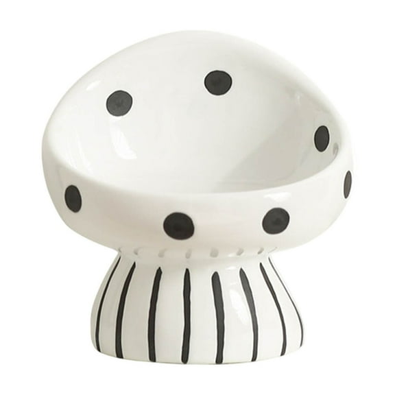 Elevated Ceramic Cat Dish for Whisker Fatigue and Spine Health Support Easy Clean Pet Feeding Bowl with Wide Shallow Design