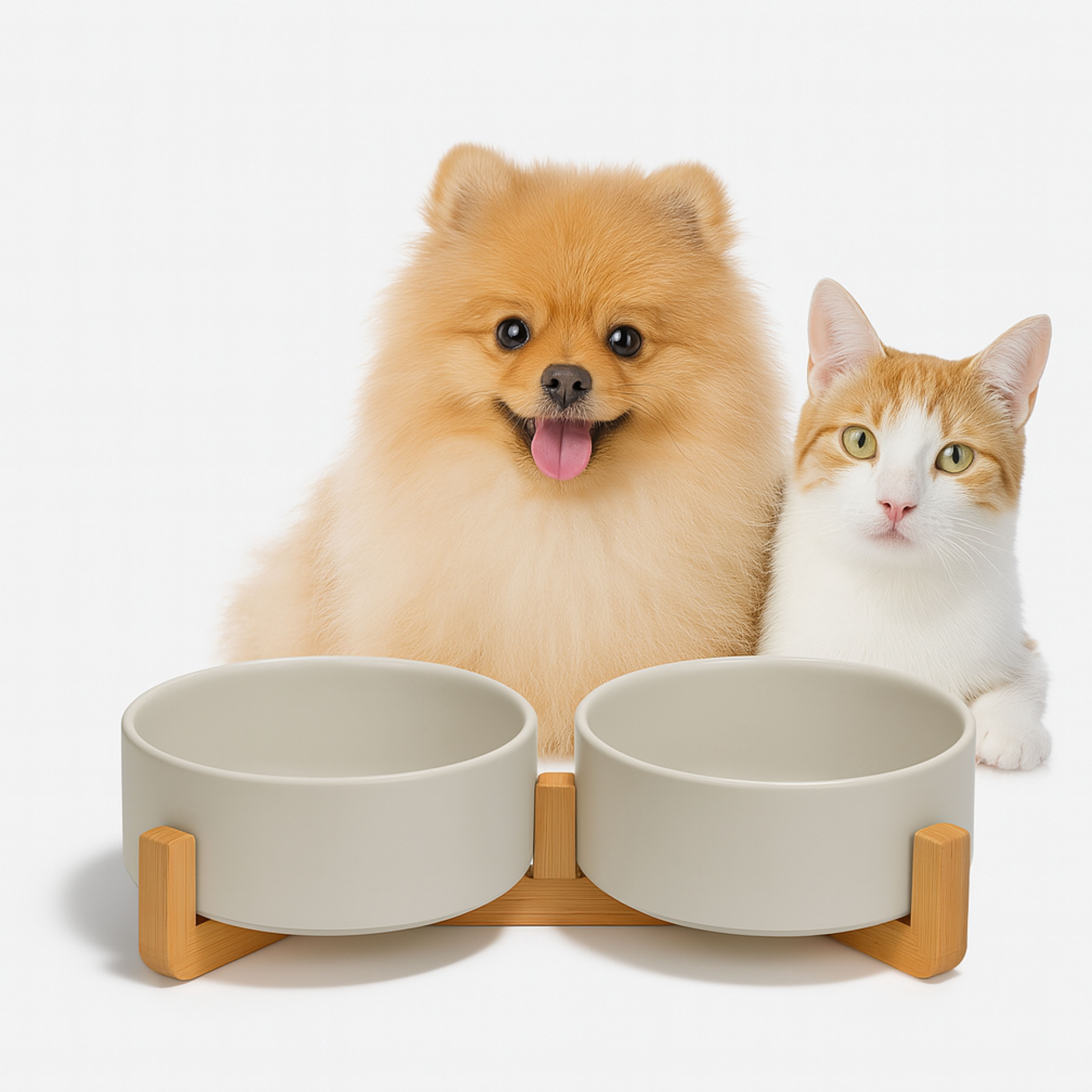 Elevated Ceramic Dog Bowl Set - Raised Dog Bowls with Non-Slip