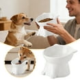 thumbnail image 1 of Elevated Ceramic Pet Feeder Bowl With Non Slip Base Ergonomic Tilted Feeding Station For Cats And Dogs(White-13X10Cm), 1 of 4