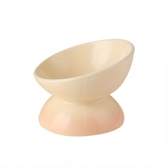 Elevated Ceramic Pet Food Bowl, Raised Slanted Dish for Cats and Dogs, Anti Spill Feeding Bowl for Daily Meals and Water, Home Kitchen Pet Station