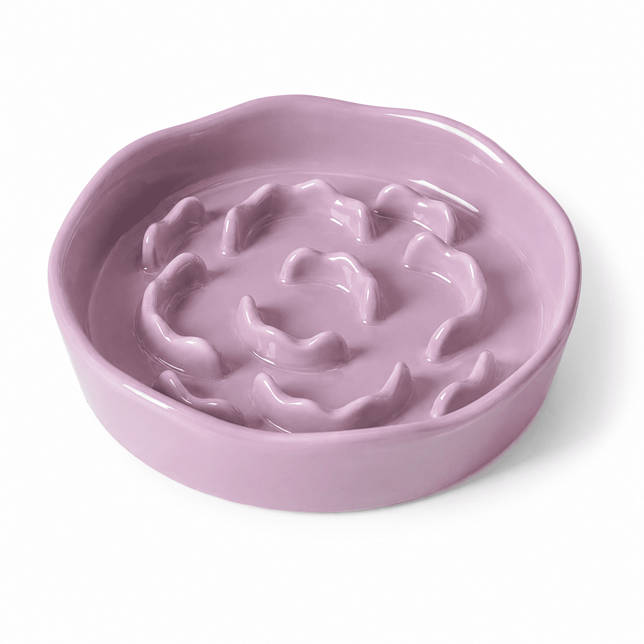 Elevated Ceramic Slow Feeder Cat Bowl, Anti-Gulping Raised Pet Dish for Improved Digestion, Neck Protection Tilted Maze Bowl for Cats and Small Dogs, 10.5 fl oz Capacity, Dishwasher Safe