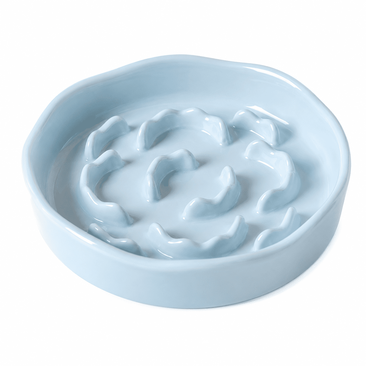 Elevated Ceramic Slow Feeder Cat Bowl, Anti-Gulping Raised Pet Dish for Improved Digestion, Neck Protection Tilted Maze Bowl for Cats and Small Dogs, 10.5 fl oz Capacity, Dishwasher Safe