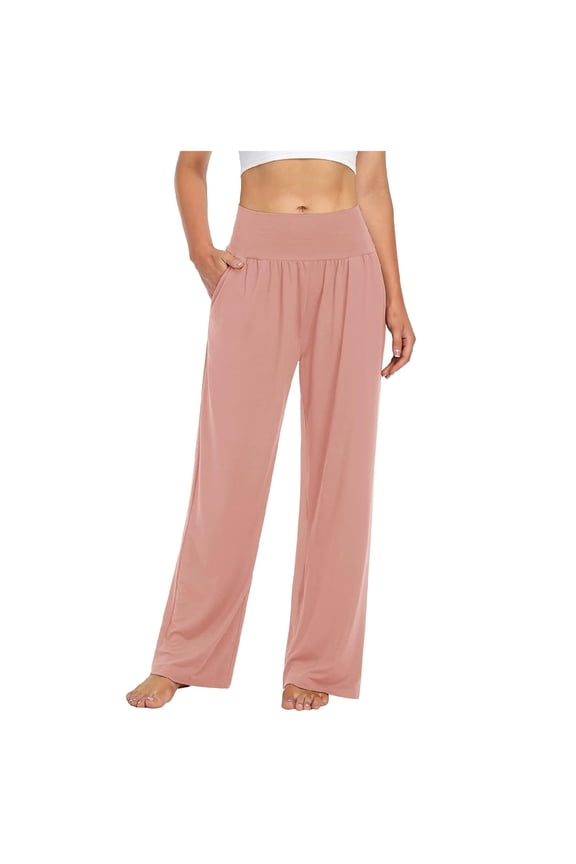 Elevated Comfort Wide Leg Pants for Women High Waisted Soft Palazzo Trousers with Deep Pockets Yoga Wear Elastic High Waisted Straight Leg Pull On Trousers