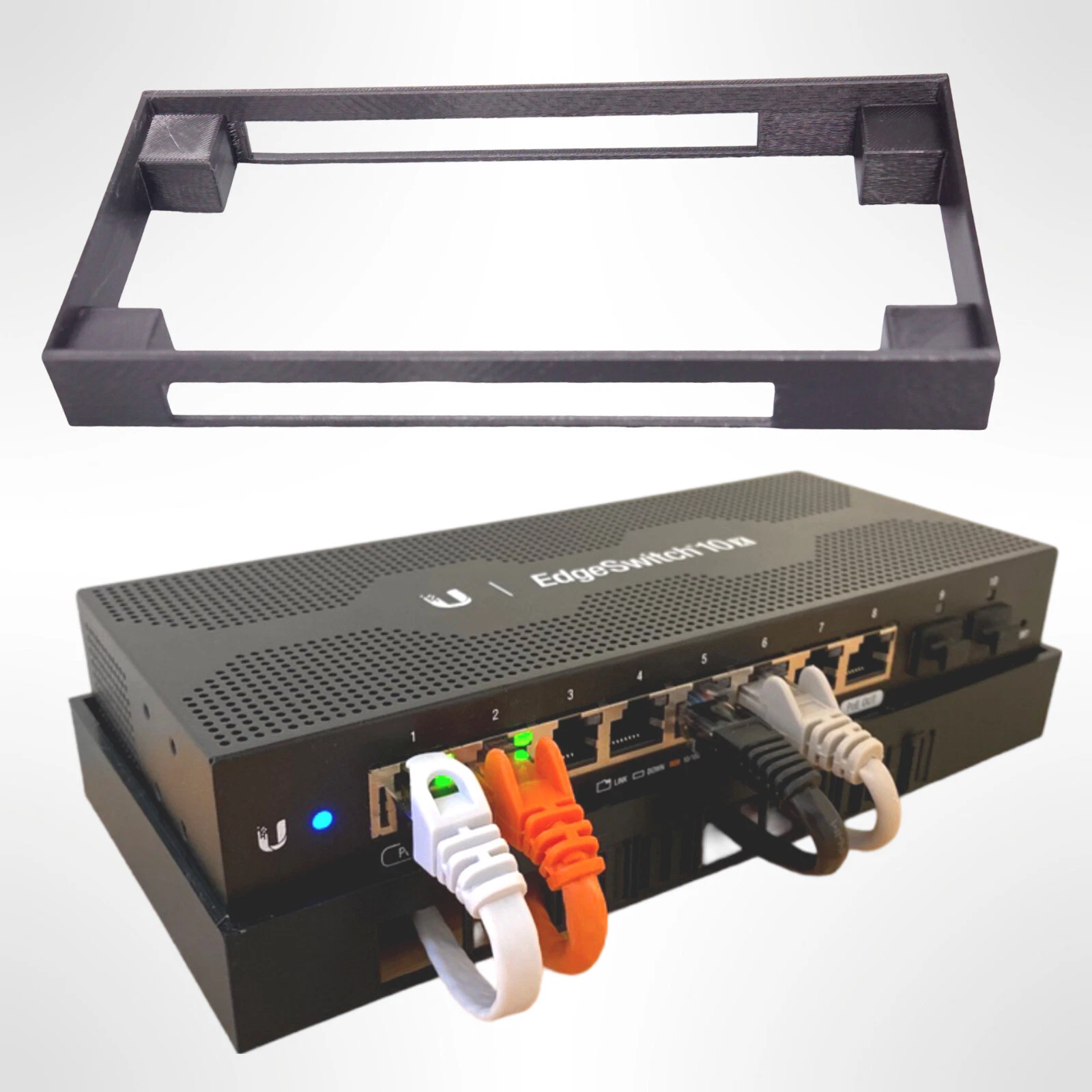 Elevated Cord Management Riser For Edgeswitch 10X 10-Port Network Switch
