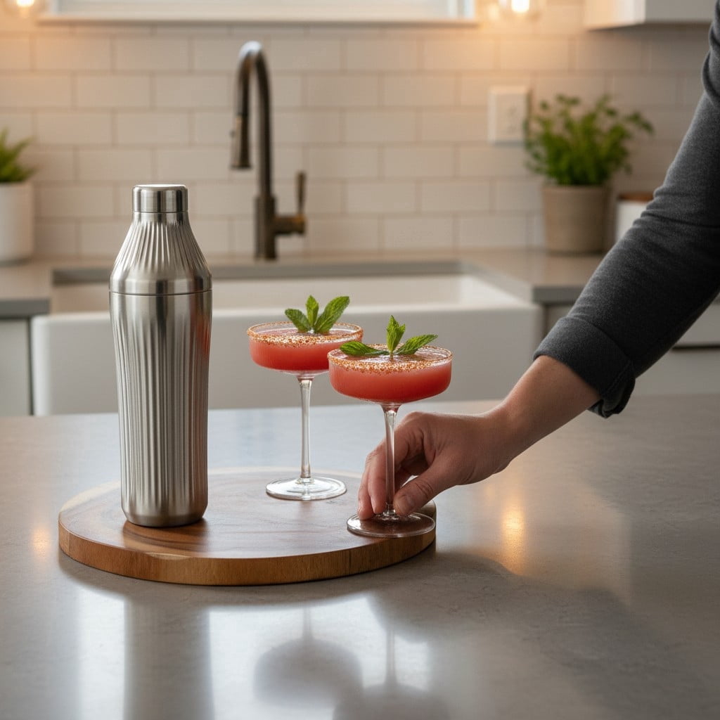 Elevated Craft Diamond Edition Hybrid Cocktail Shaker Set - Premium Vacuum Insulated Stainless Steel, 28 oz, Includes Built-In Strainer, Precise Measuring Top & XL Polishing Cloth - Martini Shaker