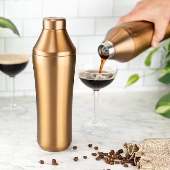 Elevated Craft Hybrid Cocktail Shaker - Premium Vacuum Insulated Stainless Steel Copper Cocktail Shaker - Innovative Measuring System - Martini Shaker for the Home Bartender - 28oz Total Volume