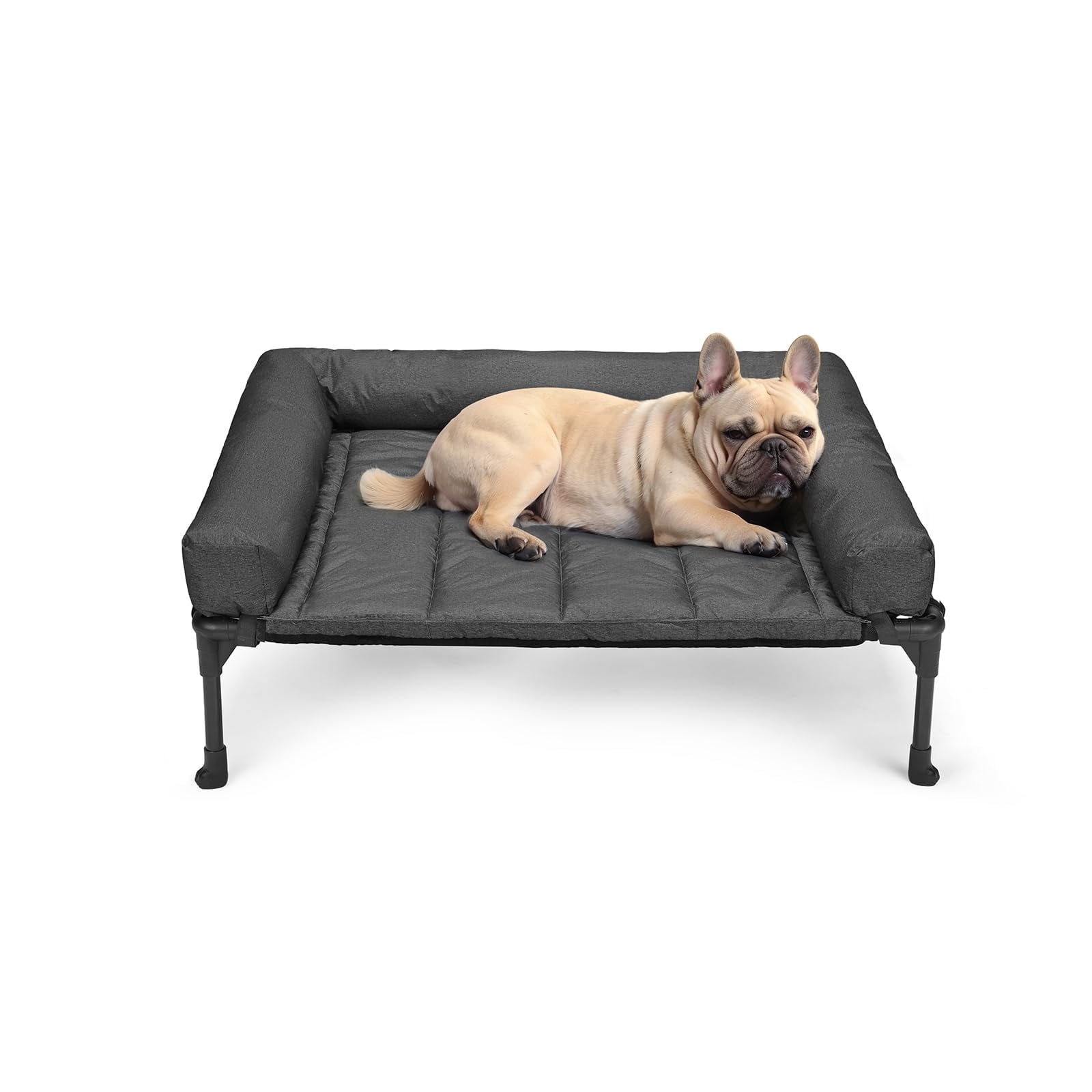 Elevated Dog Bed Add Removable Waterproof Bolster Cushion Mat  Raised Pet With Breathable Teslin Mesh No-slip Feet Sofa For Indoor Outdoor Medium Black Cwc2331b