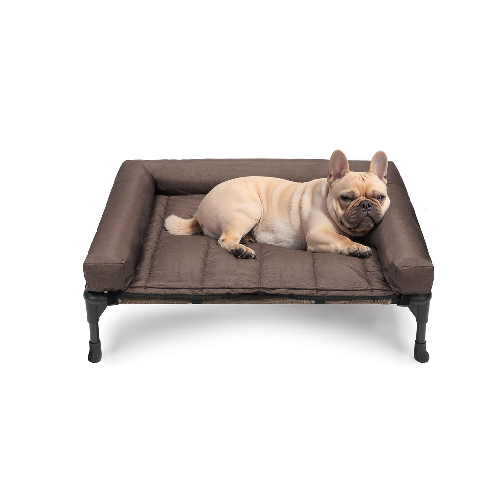 Elevated Dog Bed Add Removable Waterproof Bolster Cushion Mat  Raised Pet With Breathable Teslin Mesh No-slip Feet Sofa For Indoor Outdoor Medium Brown Cwc2331b