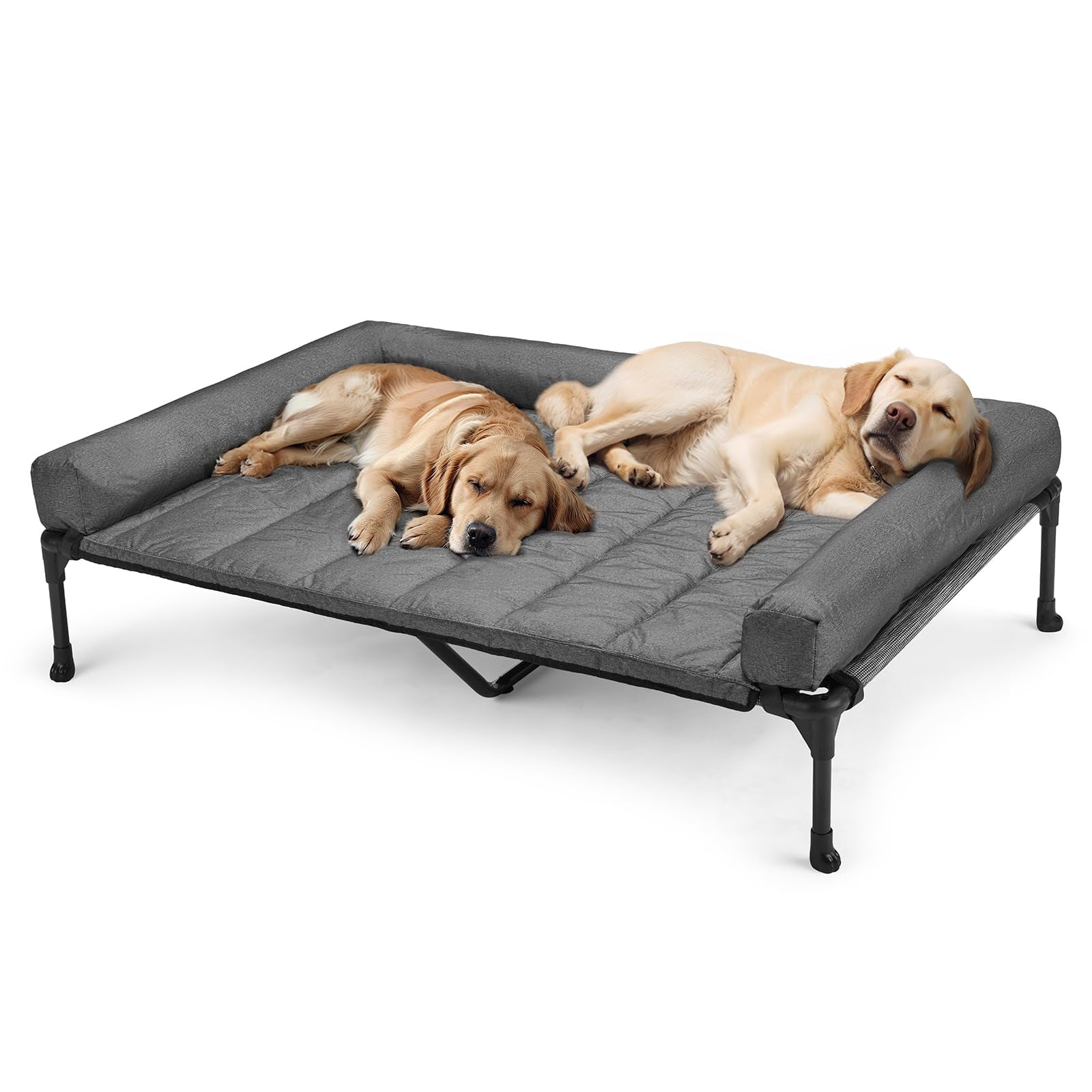 Elevated Dog Bed Add Removable Waterproof Bolster Cushion Mat  Raised Pet With Breathable Teslin Mesh No-slip Feet Sofa For Indoor Outdoor Xxlarge Black