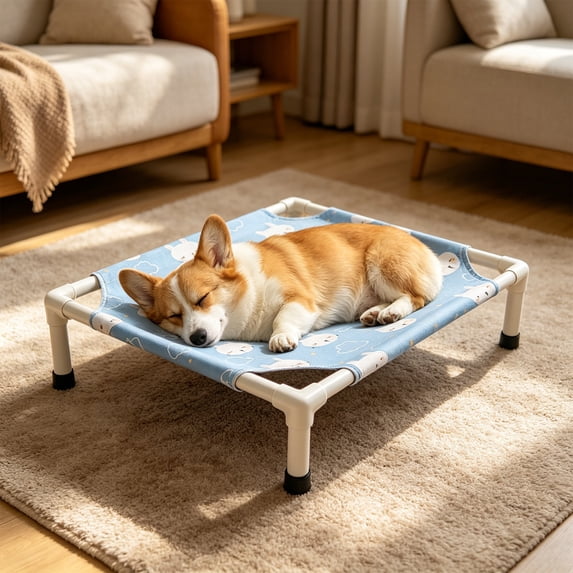 Elevated Cooling Dog Bed, Portable Raised Pet Cot with Washable Mesh, Breathable Pet Bed for Indoor Outdoor Use