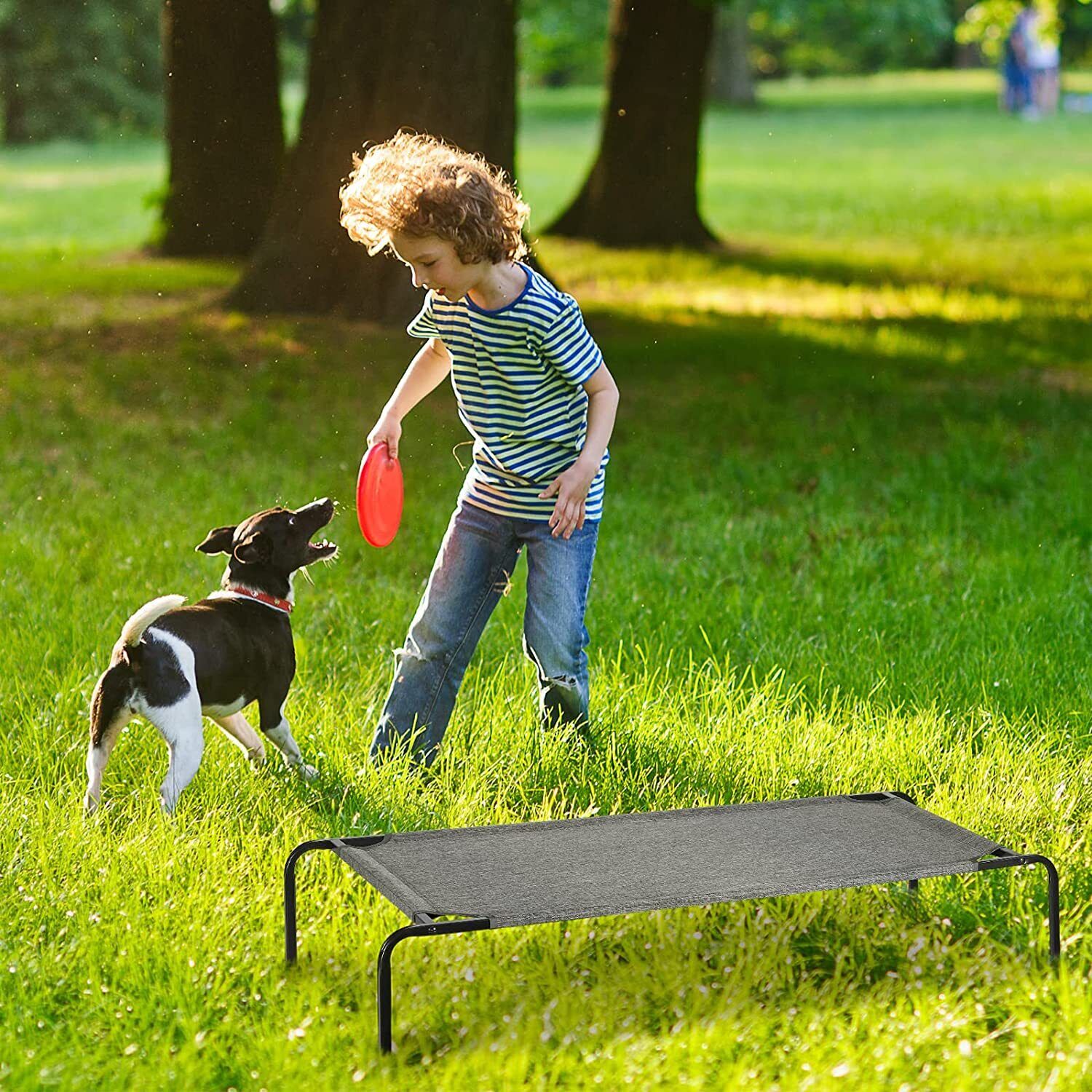 Elevated Pet Portable Elevated Dog Bed with Anti-Slip Rubber Mats, Dark ...