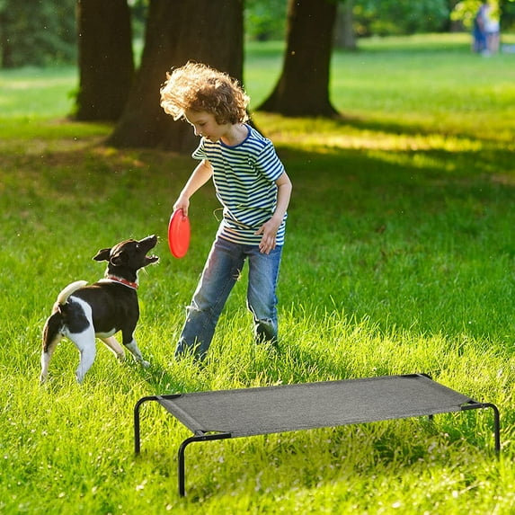 Elevated Pet Portable Elevated Dog Bed with Anti-Slip Rubber Mats, Dark Gray