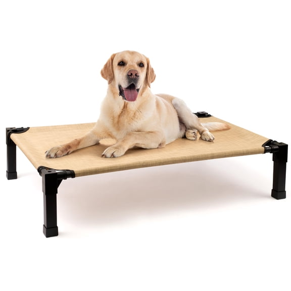 Elevated Dog Bed, Cooling Raised Bed, Portable&No-Slip for Outdoor or Indoor Use, Beige, Large, 51"L x 36"W x 9.3"H