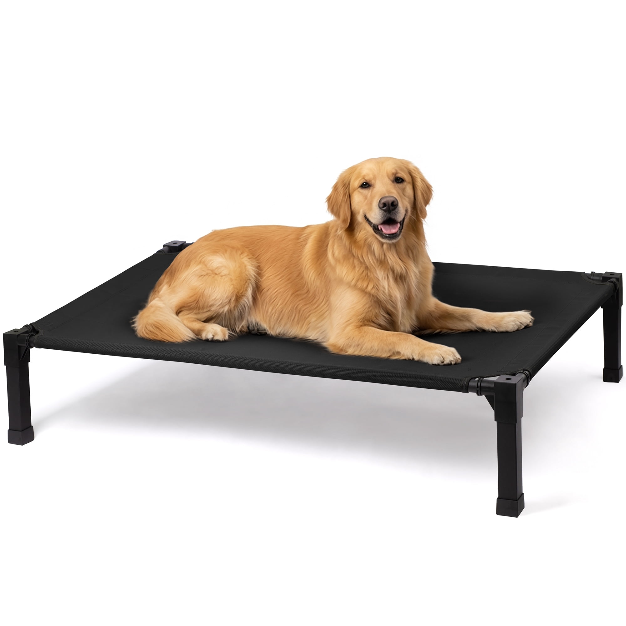 Elevated Dog Bed, Cooling Raised Bed, Portable&No-Slip for Outdoor or Indoor Use, Black, Large, 51"L x 36"W x 9.3"H