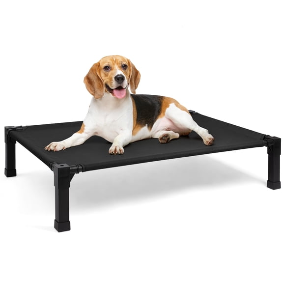 Elevated Dog Bed, Cooling Raised Bed, Portable&No-Slip for Outdoor or Indoor Use, Black, Medium, 42"L x 30"W x 8.4"H