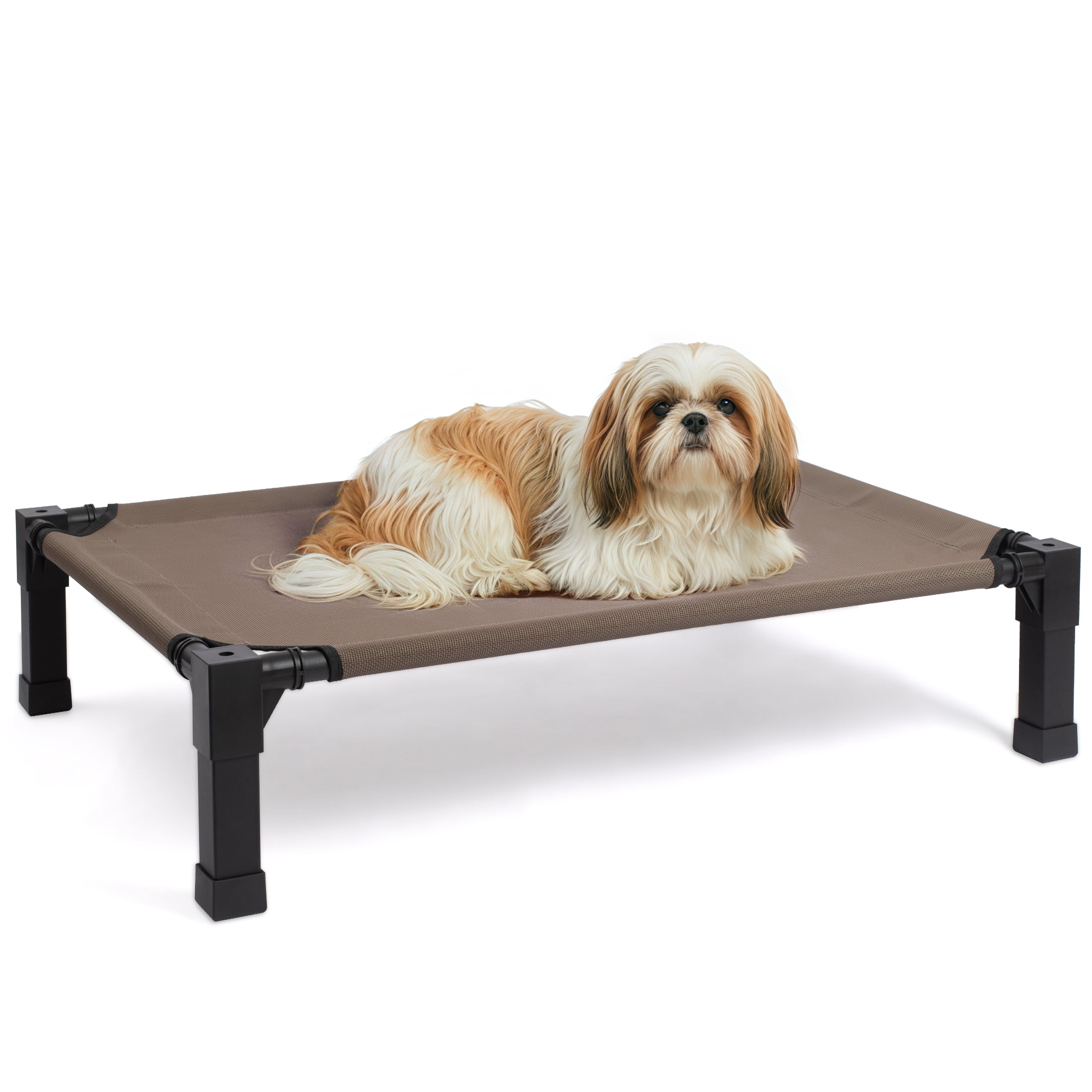 Elevated Dog Bed, Cooling Raised Bed, Portable&No-Slip for Outdoor or Indoor Use, Brown, Small, 35"L x 25"W x 7.4"H