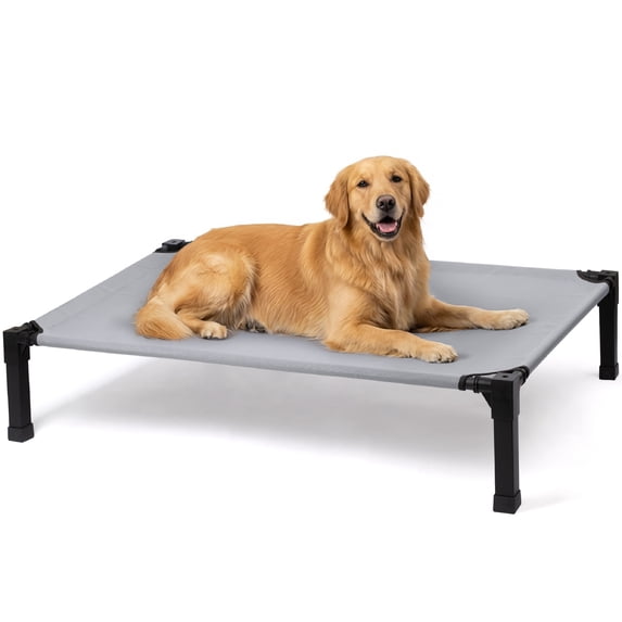 Elevated Dog Bed, Cooling Raised Bed, Portable&No-Slip for Outdoor or Indoor Use, Gray, Large, 51"L x 36"W x 9.3"H